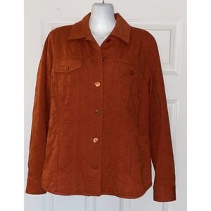 Orange Ladies CHICO Jacket Sz 1 (Med), Button Close, Pockets, 100% Cotton EUC